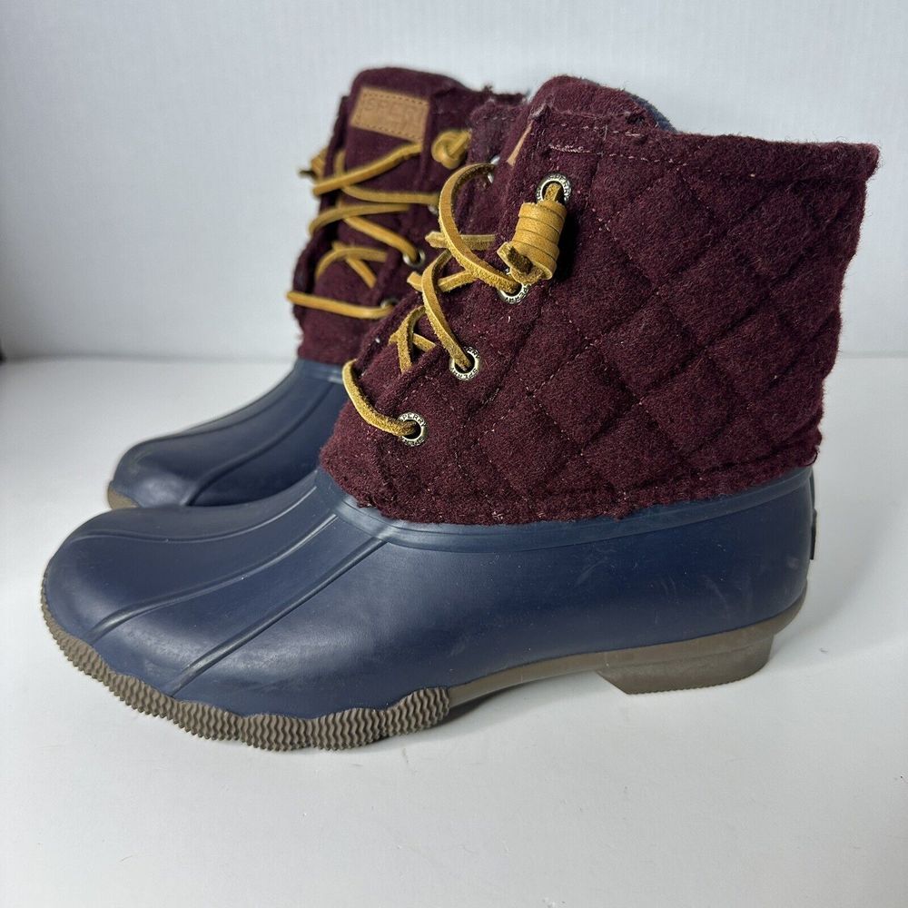 Sperry Boots‎ Womens Berry Wine Saltwater Quilted Rain Duck Waterproof Size 5